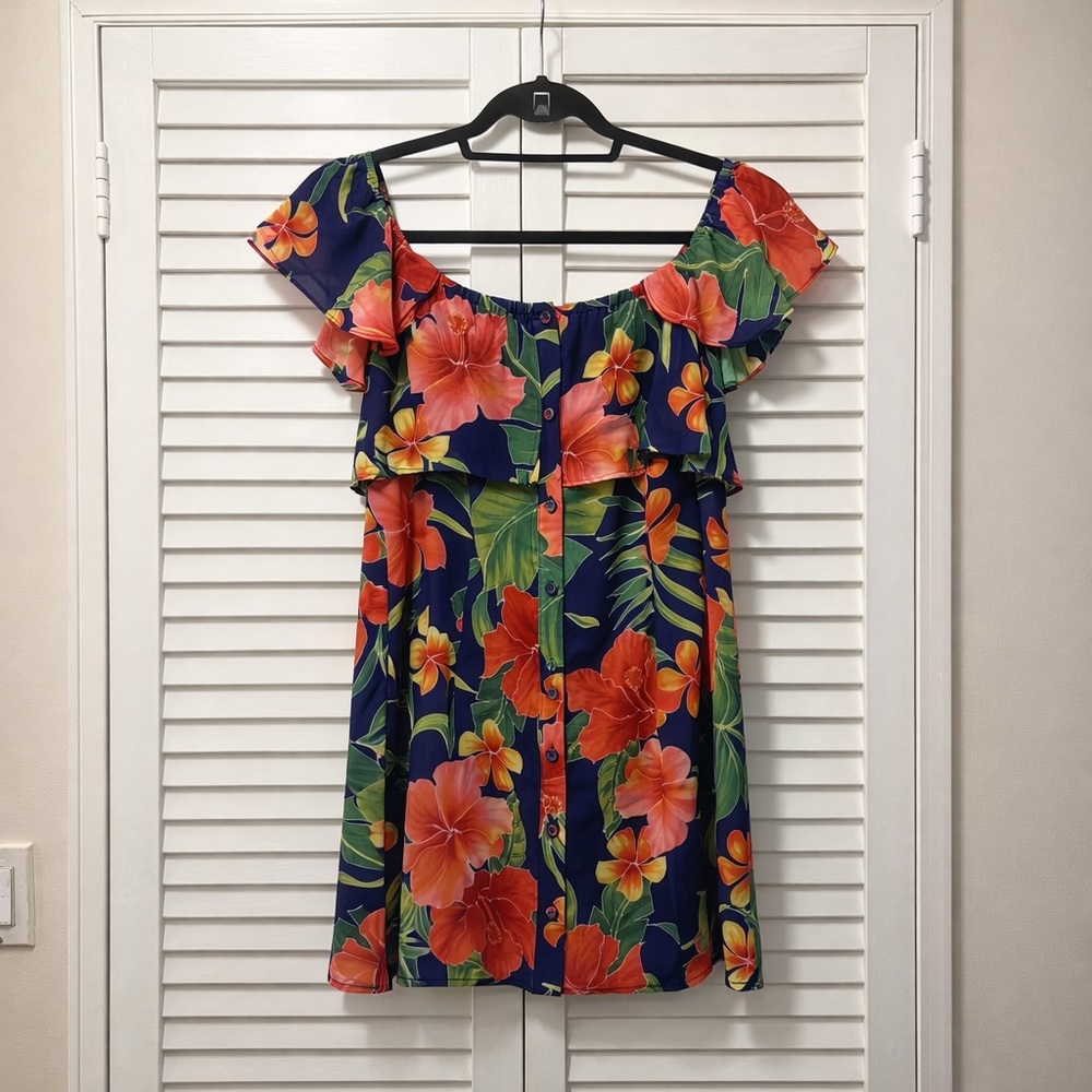 Privacy Please 🌺 Tropical Off-Shoulder Dress
